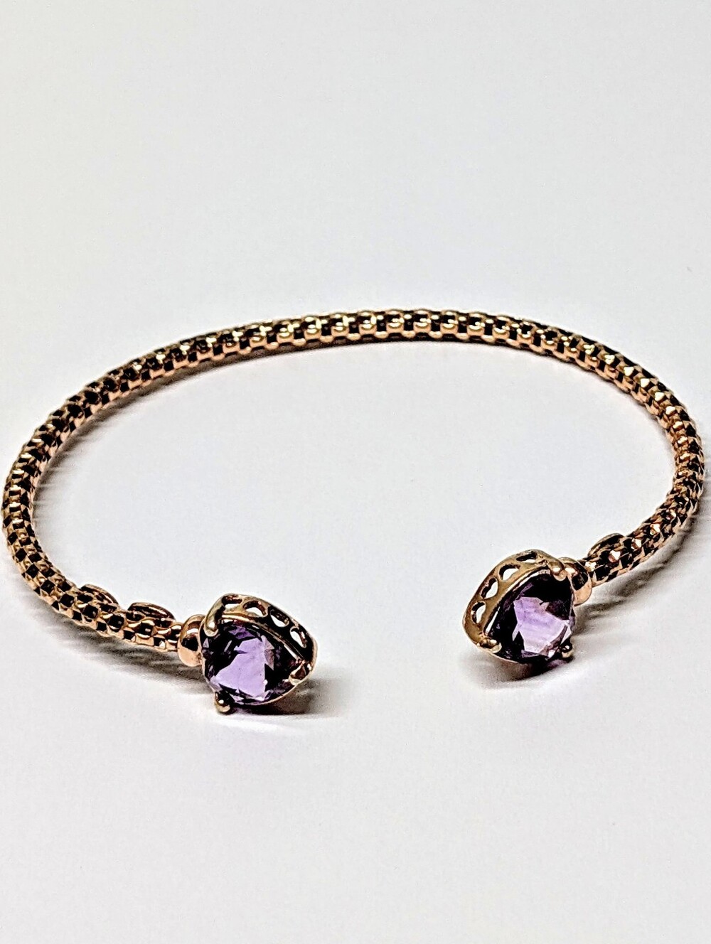 Dyadema Rose Gold Vermeil 925 Sterling Silver Amethyst Heart Bracelet